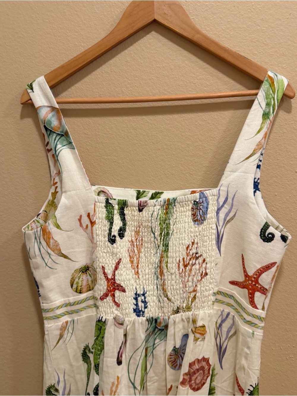 Caroline Constas Cream Sundress with Multicolor Sea Motif Large - Picture 6 of 12